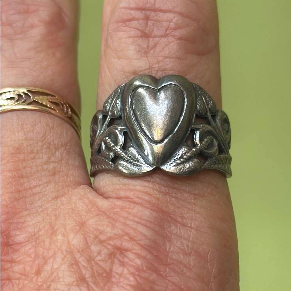 Vintage Sterling Silver Large Heart Ring Made in USSR